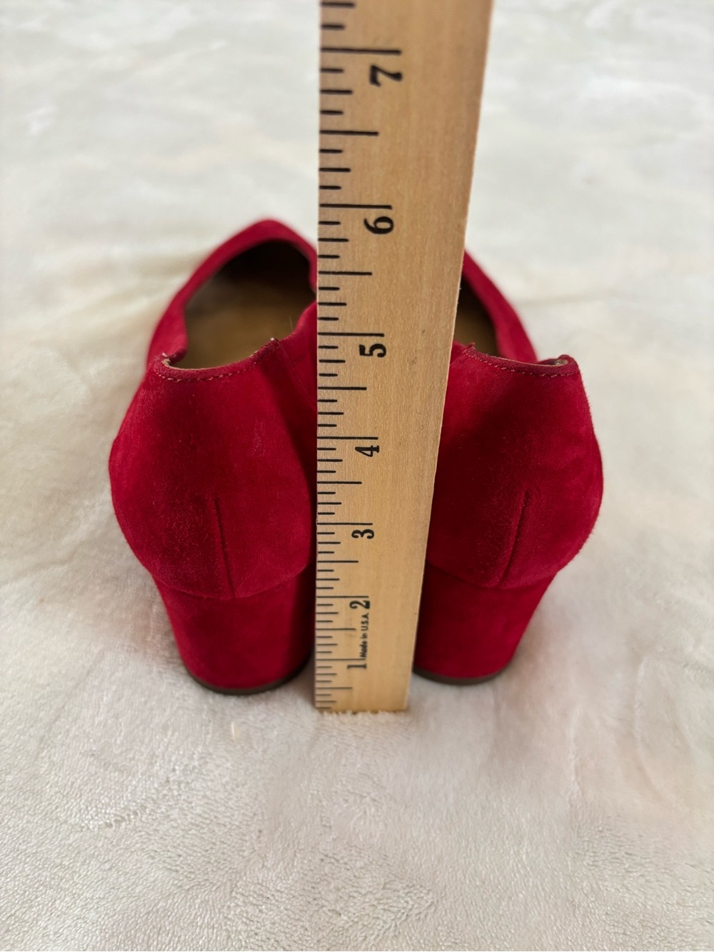Paul Green Red Suede Pointed Toe Block Heel Pumps Size 7.5/EU 38Low Heel Classic - Picture 4 of 9